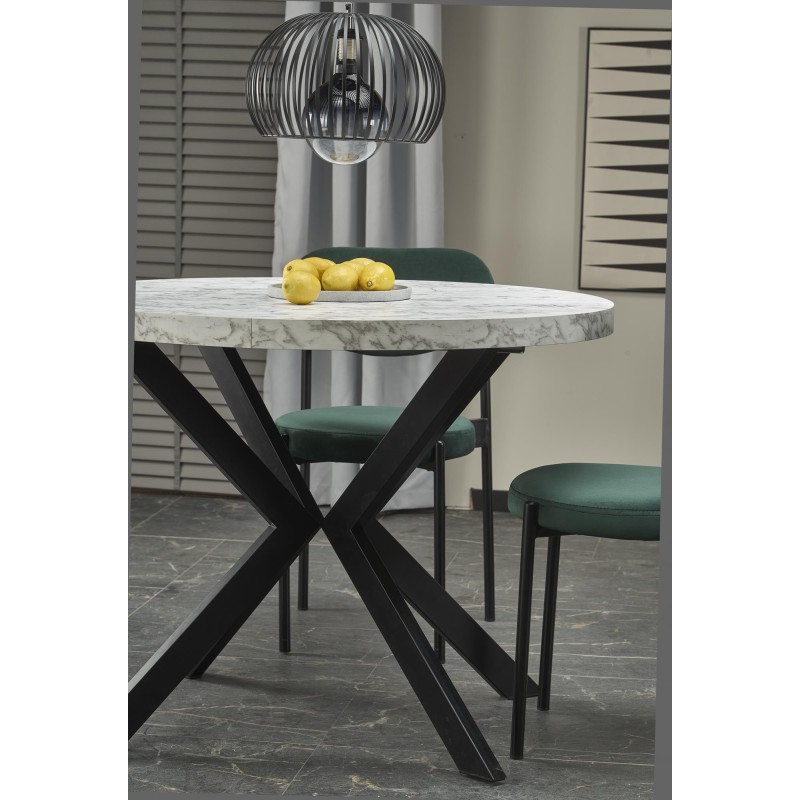 'PERONI Extendable Table - White Marble, Black' 'PERONI Extendable Table - White Marble, Black'