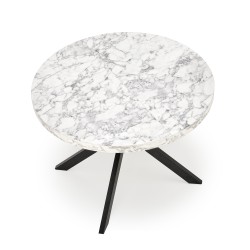 'PERONI Extendable Table - White Marble, Black' 'PERONI Extendable Table - White Marble, Black'