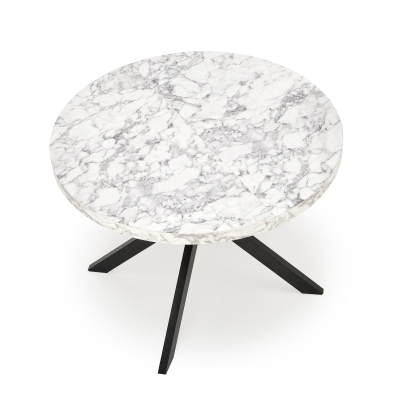 'PERONI Extendable Table - White Marble, Black' 'PERONI Extendable Table - White Marble, Black'
