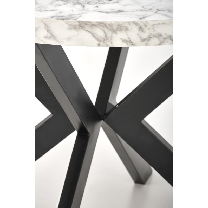 'PERONI Extendable Table - White Marble, Black' 'PERONI Extendable Table - White Marble, Black'