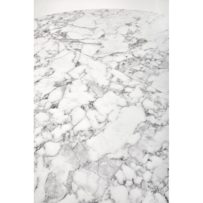 'PERONI Extendable Table - White Marble, Black' 'PERONI Extendable Table - White Marble, Black'