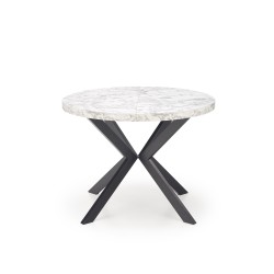 'PERONI Extendable Table - White Marble, Black' 'PERONI Extendable Table - White Marble, Black'