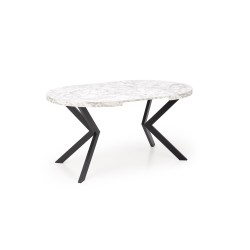 'PERONI Extendable Table - White Marble, Black' 'PERONI Extendable Table - White Marble, Black'