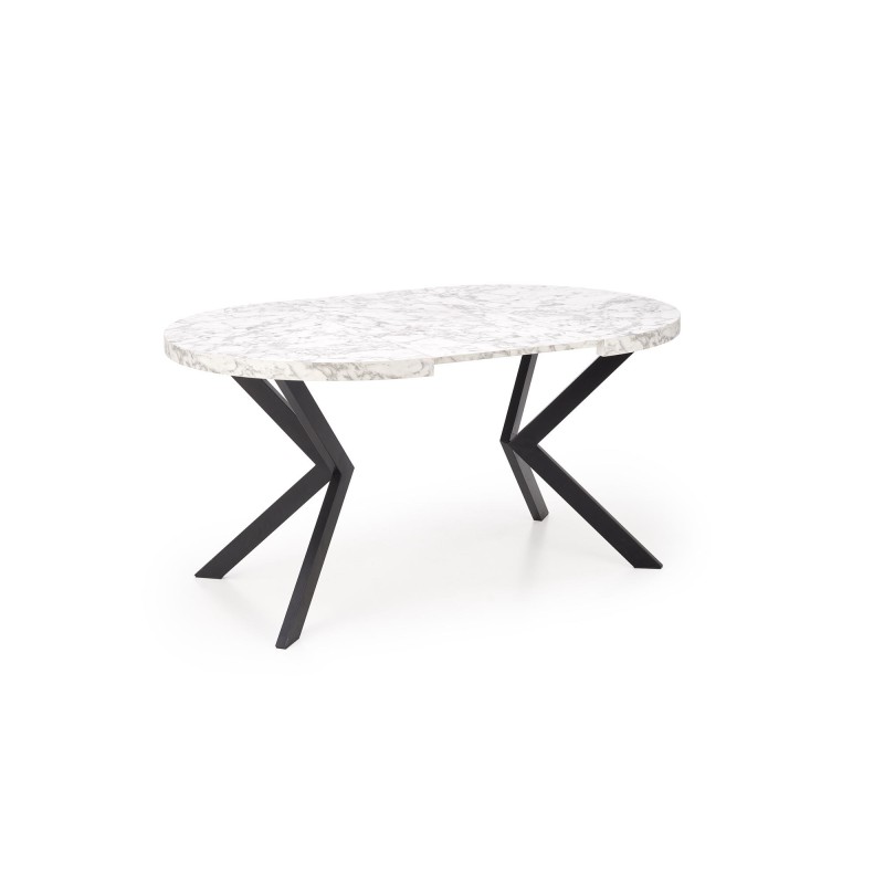 'PERONI Extendable Table - White Marble, Black' 'PERONI Extendable Table - White Marble, Black'