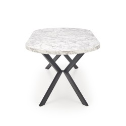 'PERONI Extendable Table - White Marble, Black' 'PERONI Extendable Table - White Marble, Black'