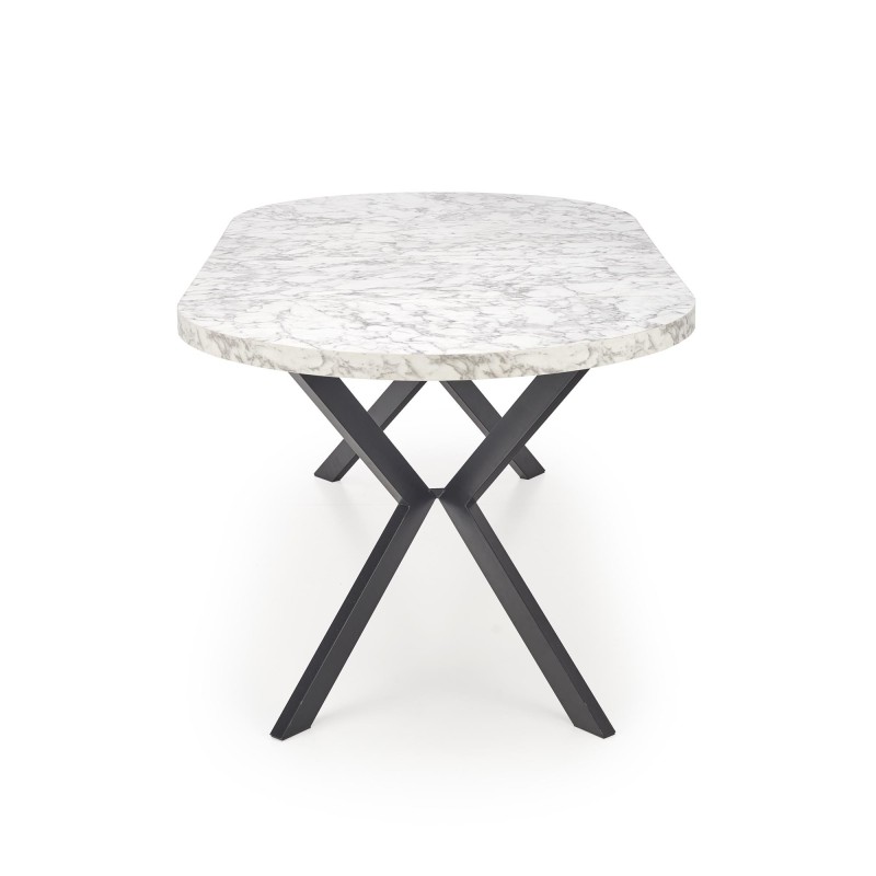 'PERONI Extendable Table - White Marble, Black' 'PERONI Extendable Table - White Marble, Black'
