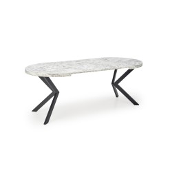 'PERONI Extendable Table - White Marble, Black' 'PERONI Extendable Table - White Marble, Black'