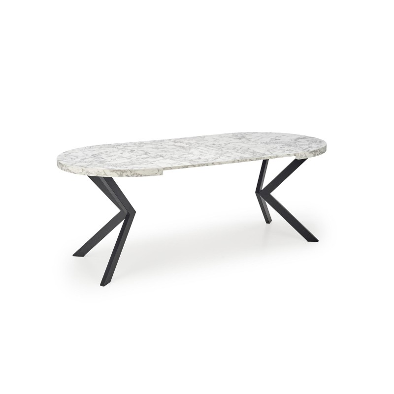 'PERONI Extendable Table - White Marble, Black' 'PERONI Extendable Table - White Marble, Black'