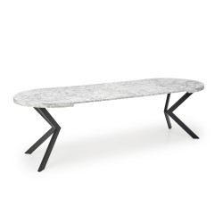 'PERONI Extendable Table - White Marble, Black' 'PERONI Extendable Table - White Marble, Black'