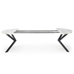 'PERONI Extendable Table - White Marble, Black' 'PERONI Extendable Table - White Marble, Black'