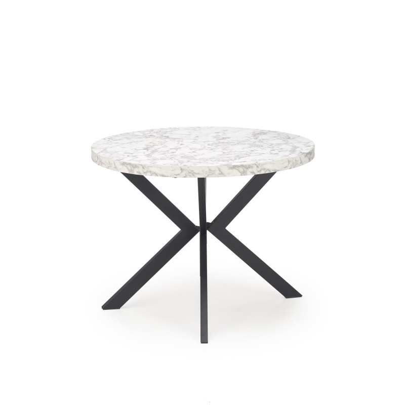 'PERONI Extendable Table - White Marble, Black' 'PERONI Extendable Table - White Marble, Black'
