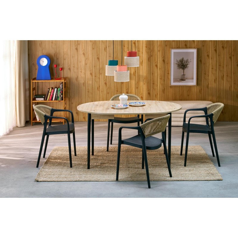 'PIVOT Extendable Table 102-142x102x75 cm, Top - Artisan Oak, Legs - Black' 'PIVOT Extendable Table 102-142x102x75 cm, Top - Artisan Oak, Legs - Black'