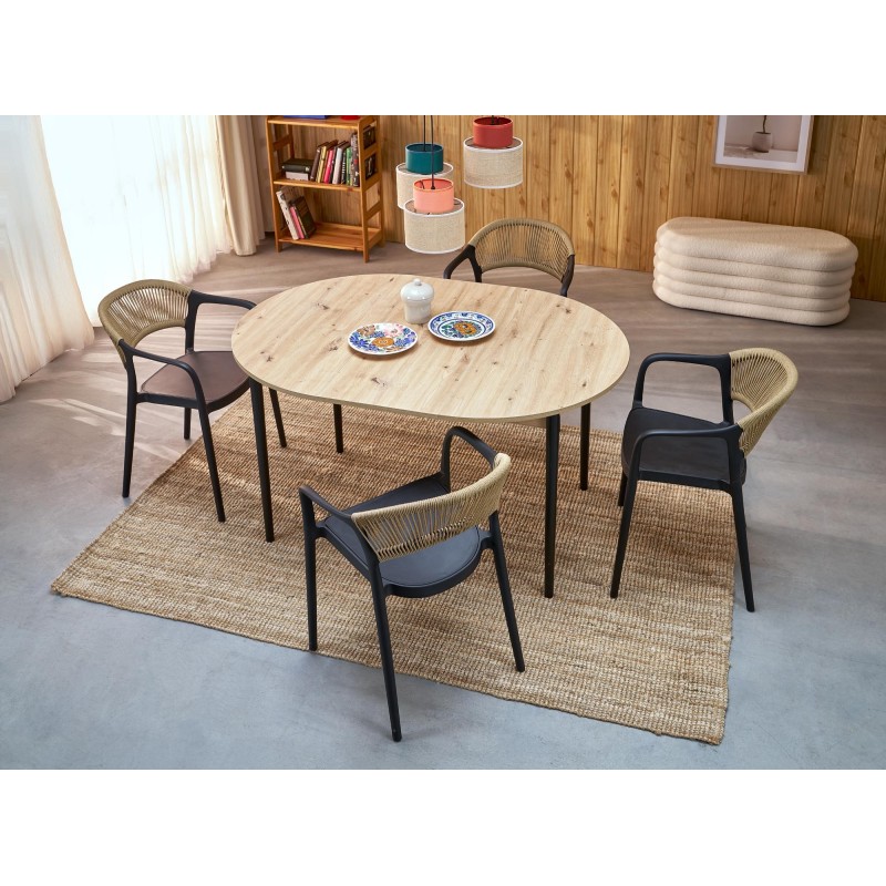 'PIVOT Extendable Table 102-142x102x75 cm, Top - Artisan Oak, Legs - Black' 'PIVOT Extendable Table 102-142x102x75 cm, Top - Artisan Oak, Legs - Black'