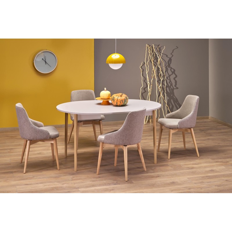 'PIVOT Extendable Table 102-142x102x75 cm, Top - Cashmere, Legs - Natural' 'PIVOT Extendable Table 102-142x102x75 cm, Top - Cashmere, Legs - Natural'