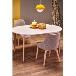 'PIVOT Extendable Table 102-142x102x75 cm, Top - Cashmere, Legs - Natural' 'PIVOT Extendable Table 102-142x102x75 cm, Top - Cashmere, Legs - Natural'