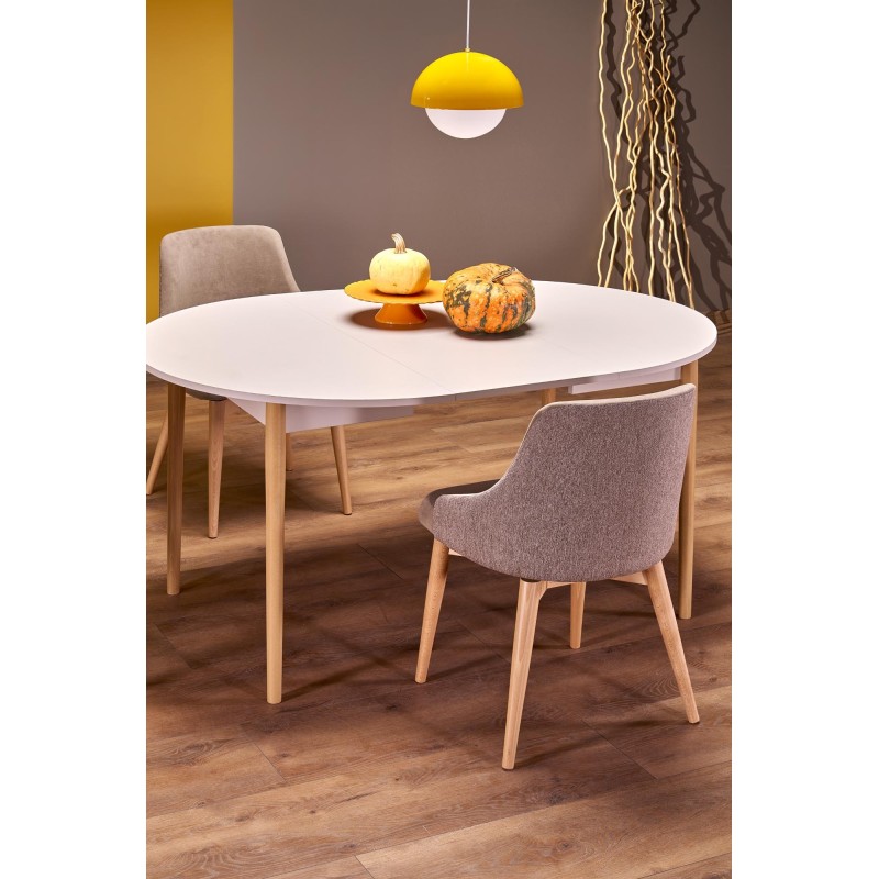 'PIVOT Extendable Table 102-142x102x75 cm, Top - Cashmere, Legs - Natural' 'PIVOT Extendable Table 102-142x102x75 cm, Top - Cashmere, Legs - Natural'