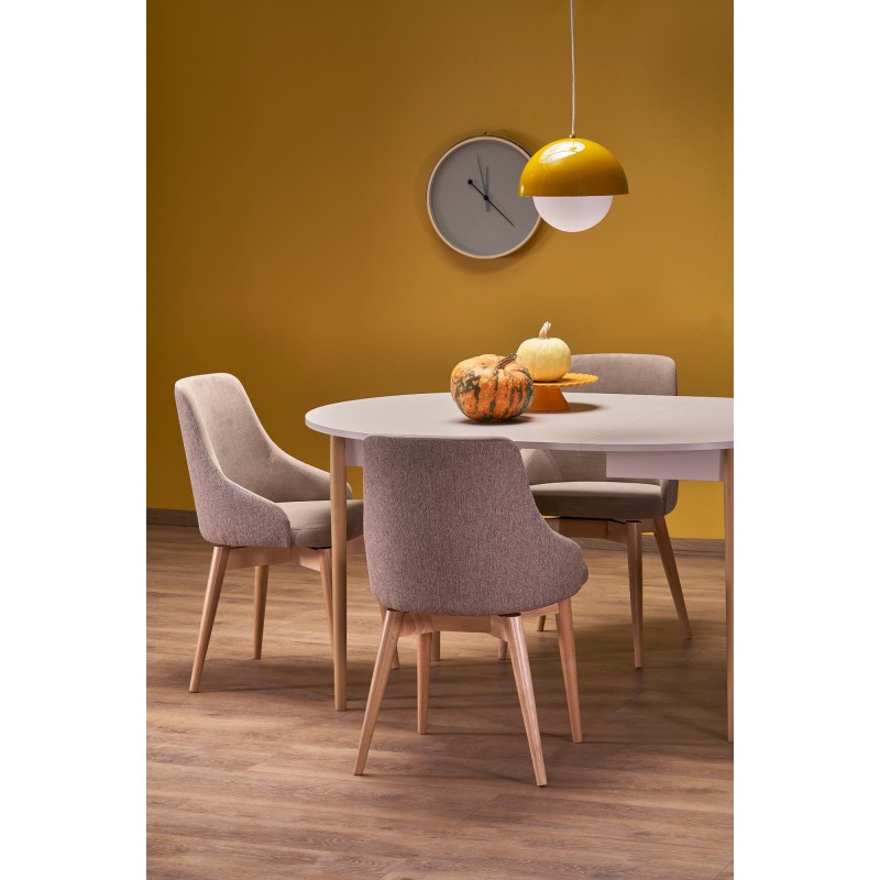 'PIVOT Extendable Table 102-142x102x75 cm, Top - Cashmere, Legs - Natural' 'PIVOT Extendable Table 102-142x102x75 cm, Top - Cashmere, Legs - Natural'