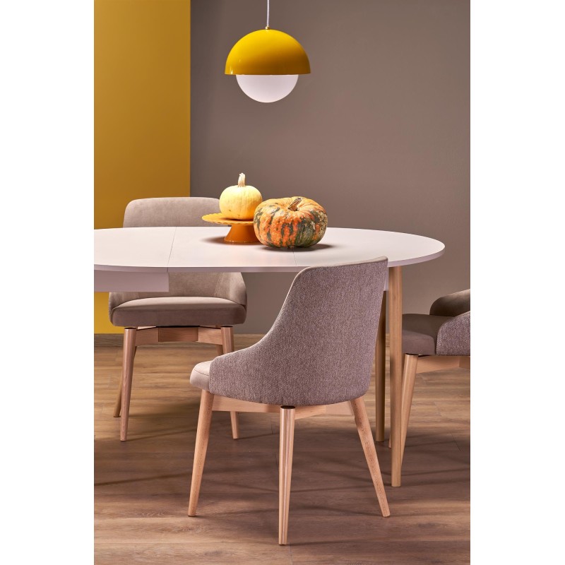 'PIVOT Extendable Table 102-142x102x75 cm, Top - Cashmere, Legs - Natural' 'PIVOT Extendable Table 102-142x102x75 cm, Top - Cashmere, Legs - Natural'
