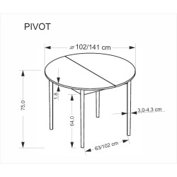 PIVOT stół rozkładany 102-142x102x75 cm, blat - kaszmir, nogi - naturalny (1p 1szt) PIVOT stół rozkładany 102-142x102x75 cm, blat - kaszmir, nogi - naturalny (1p 1szt)