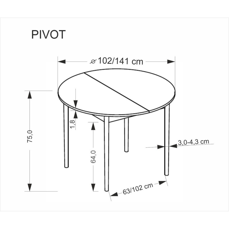 PIVOT stół rozkładany 102-142x102x75 cm, blat - kaszmir, nogi - naturalny (1p 1szt) PIVOT stół rozkładany 102-142x102x75 cm, blat - kaszmir, nogi - naturalny (1p 1szt)