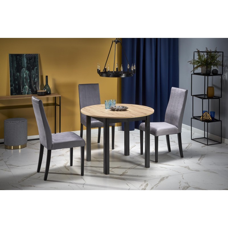 'RINGO Table with Artisan Oak Top and Black Legs' 'RINGO Table with Artisan Oak Top and Black Legs'