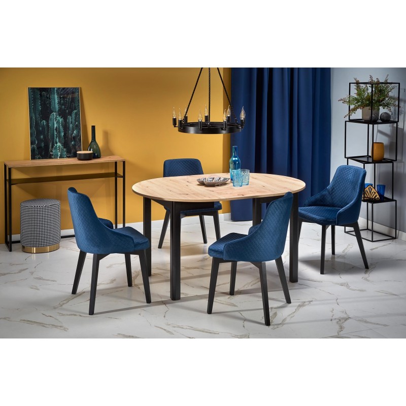 'RINGO Table with Artisan Oak Top and Black Legs' 'RINGO Table with Artisan Oak Top and Black Legs'