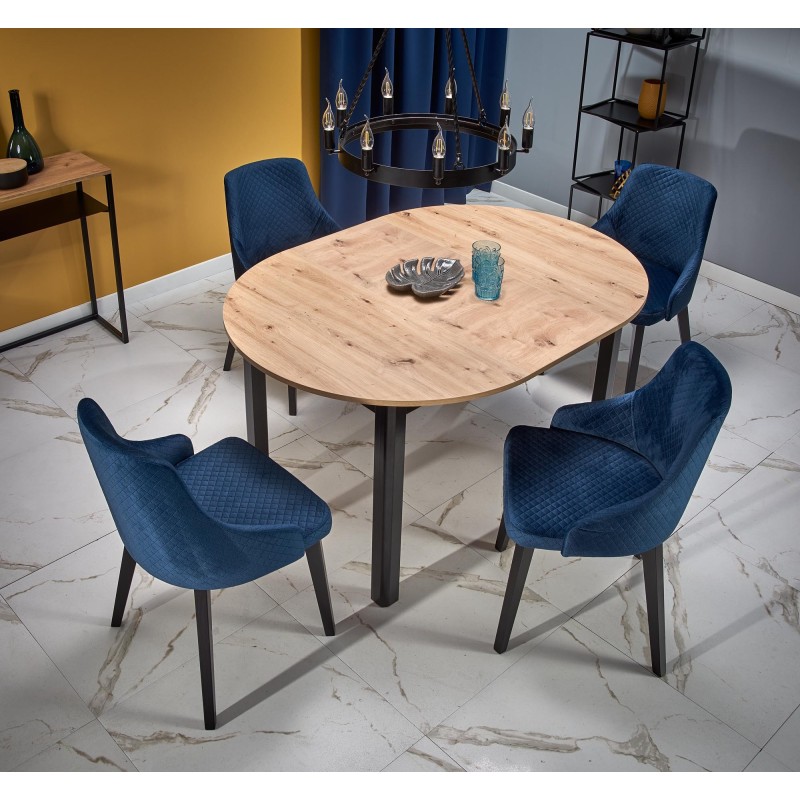 'RINGO Table with Artisan Oak Top and Black Legs' 'RINGO Table with Artisan Oak Top and Black Legs'