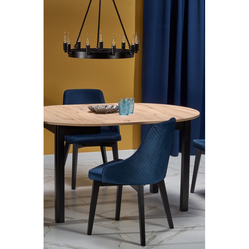 'RINGO Table with Artisan Oak Top and Black Legs' 'RINGO Table with Artisan Oak Top and Black Legs'