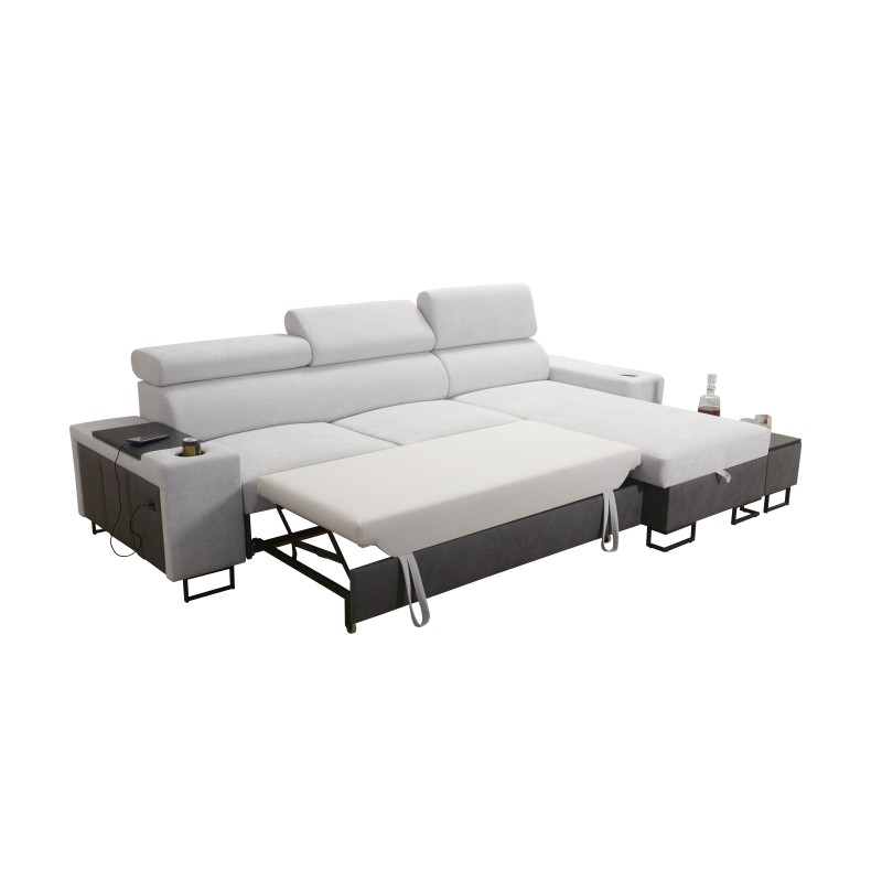 Ecksofa Prestige I Maxi mit Schlaffunktion und USB-Anschluss - Strukturstoff, Sawana 84 Ecksofa Prestige I Maxi mit Schlaffunktion und USB-Anschluss - Strukturstoff, Sawana 84