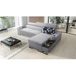 Prestige I Maxi corner sofa with sleeping function and USB port - Weave, Sawana 84