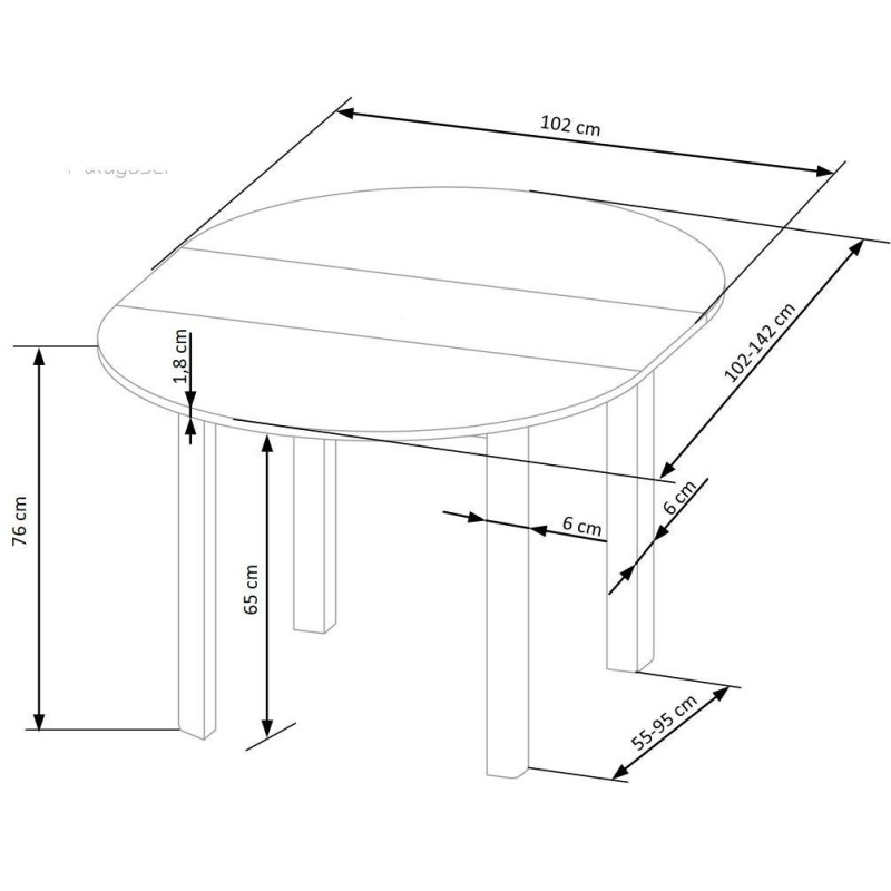 RINGO stół kolor blat kaszmir, nogi - czarny (102-142x102x76 cm) (2p 1szt) RINGO stół kolor blat kaszmir, nogi - czarny (102-142x102x76 cm) (2p 1szt)