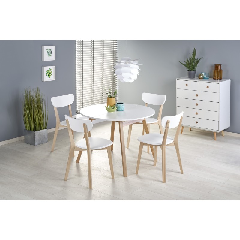 'RUBEN Table Color Top - White, Legs - Honey Oak' 'RUBEN Table Color Top - White, Legs - Honey Oak'