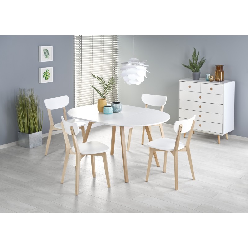 'RUBEN Table Color Top - White, Legs - Honey Oak' 'RUBEN Table Color Top - White, Legs - Honey Oak'