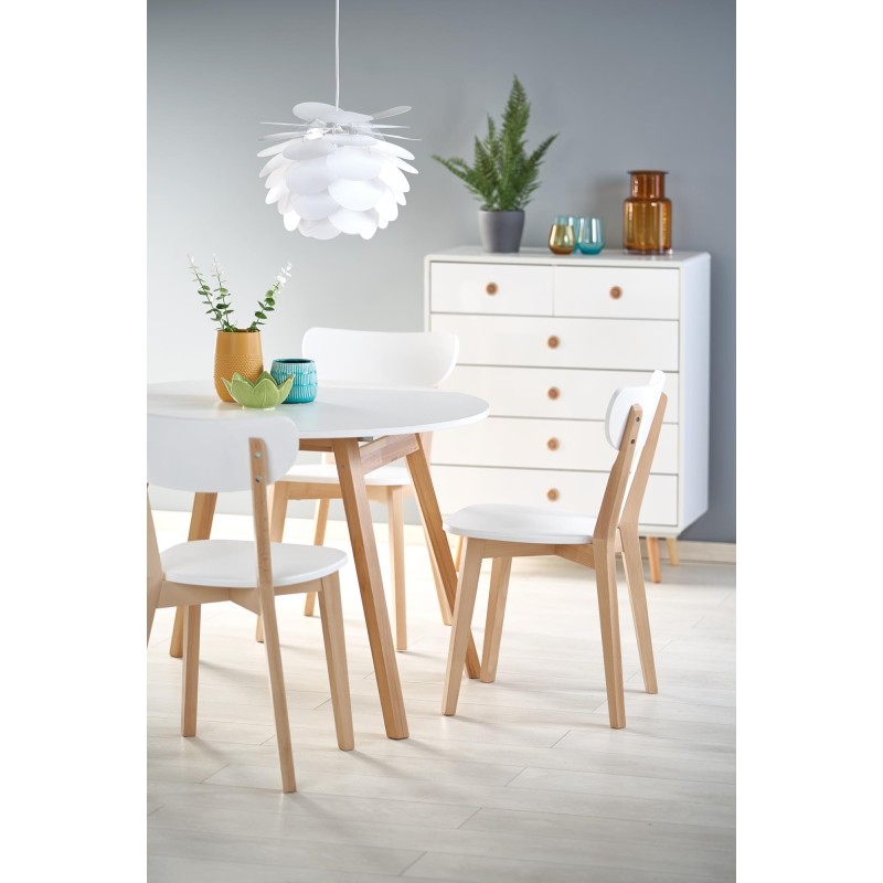 'RUBEN Table Color Top - White, Legs - Honey Oak' 'RUBEN Table Color Top - White, Legs - Honey Oak'