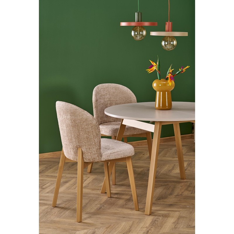 'RUBEN Table Color Top - Cashmere, Legs - Natural' 'RUBEN Table Color Top - Cashmere, Legs - Natural'