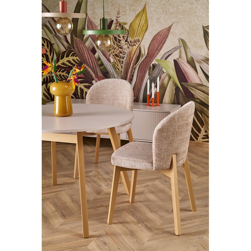 'RUBEN Table Color Top - Cashmere, Legs - Natural' 'RUBEN Table Color Top - Cashmere, Legs - Natural'