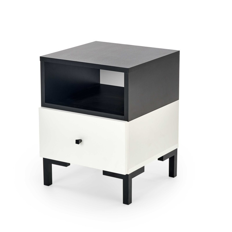 'SILVIA Nightstand, White - Black' 'SILVIA Nightstand, White - Black'