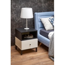 'SILVIA Nightstand, White - Black' 'SILVIA Nightstand, White - Black'