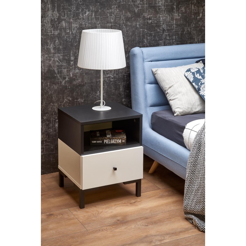 'SILVIA Nightstand, White - Black' 'SILVIA Nightstand, White - Black'