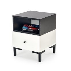 'SILVIA Nightstand, White - Black' 'SILVIA Nightstand, White - Black'