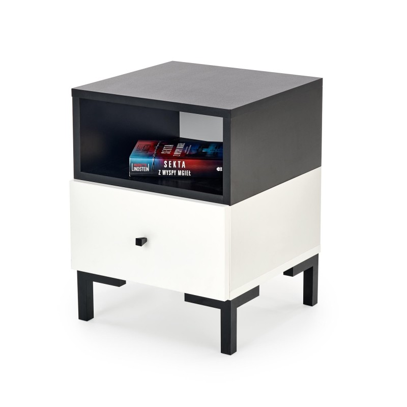 'SILVIA Nightstand, White - Black' 'SILVIA Nightstand, White - Black'