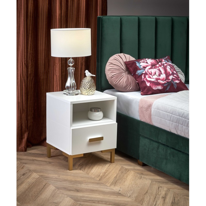 'SILVIA Nightstand, White - Gold' 'SILVIA Nightstand, White - Gold'