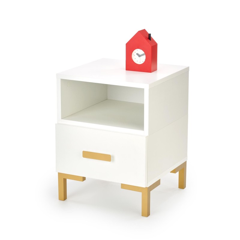 'SILVIA Nightstand, White - Gold' 'SILVIA Nightstand, White - Gold'