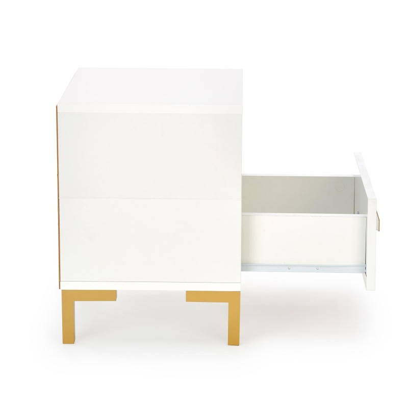 'SILVIA Nightstand, White - Gold' 'SILVIA Nightstand, White - Gold'