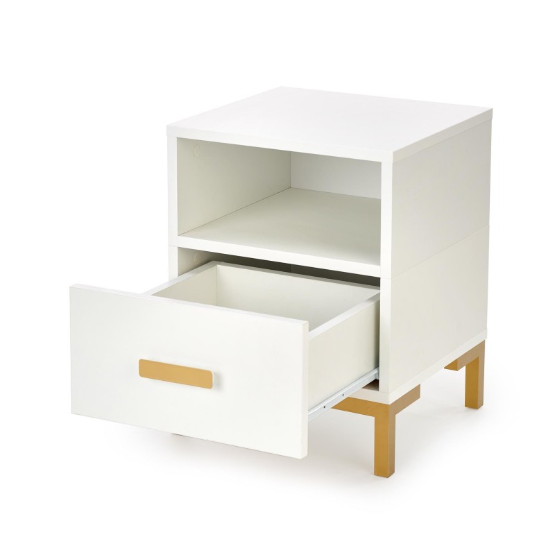 'SILVIA Nightstand, White - Gold' 'SILVIA Nightstand, White - Gold'