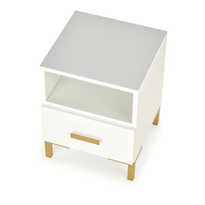 'SILVIA Nightstand, White - Gold' 'SILVIA Nightstand, White - Gold'