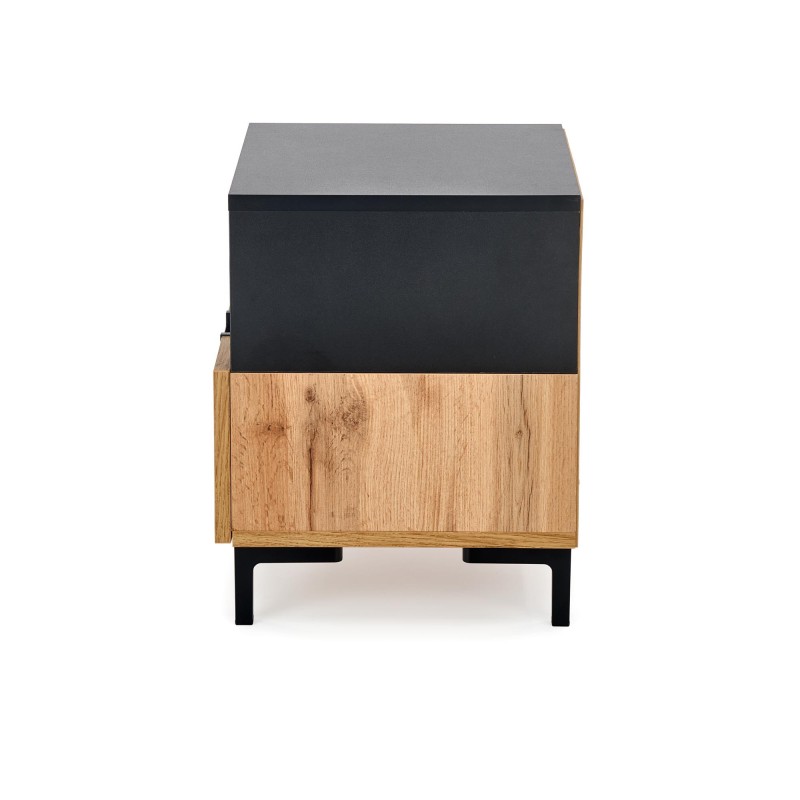 'SILVIA Nightstand, Wotan Oak - Black' 'SILVIA Nightstand, Wotan Oak - Black'
