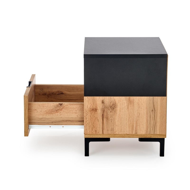 'SILVIA Nightstand, Wotan Oak - Black' 'SILVIA Nightstand, Wotan Oak - Black'