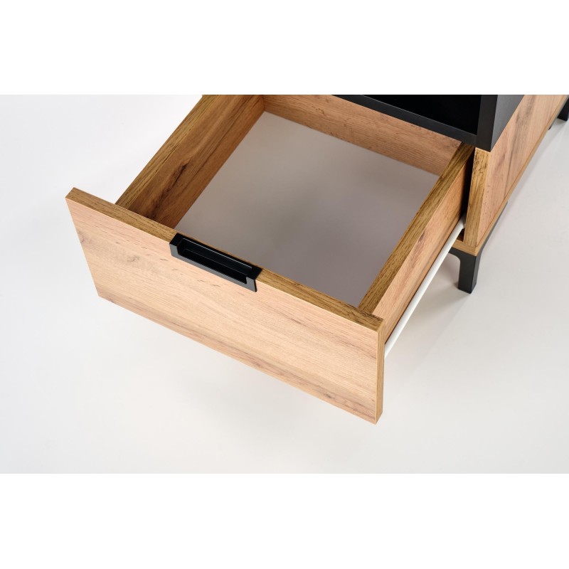 'SILVIA Nightstand, Wotan Oak - Black' 'SILVIA Nightstand, Wotan Oak - Black'