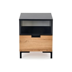 'SILVIA Nightstand, Wotan Oak - Black' 'SILVIA Nightstand, Wotan Oak - Black'